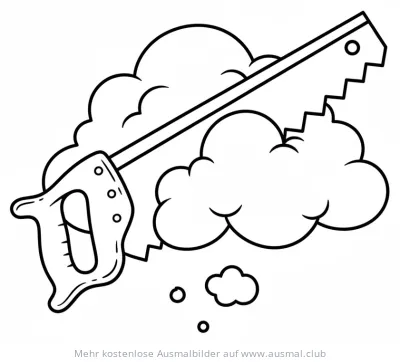 Säge schneidet Wolken Ausmalbild