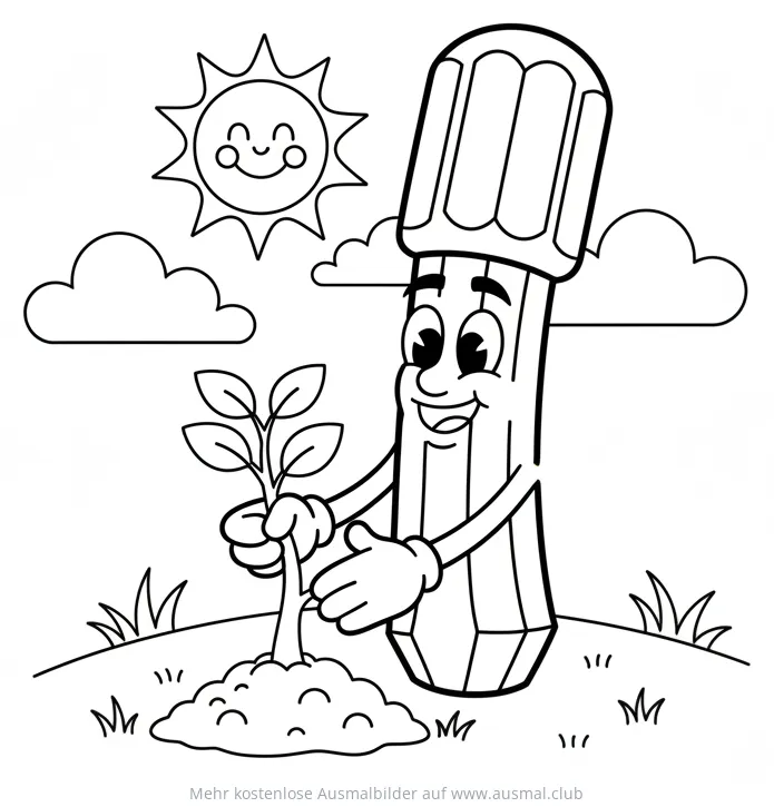 Schraubenzieher pflanzt Baum Ausmalbild