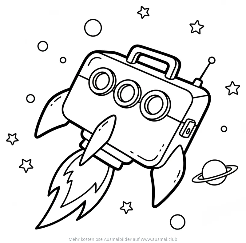 Werkzeugkiste als Rakete Ausmalbild