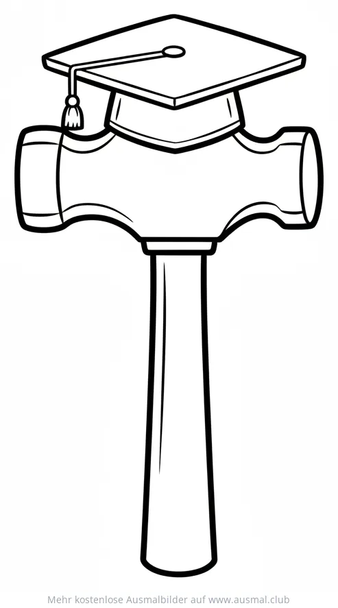 Hammer mit Doktorhut Ausmalbild