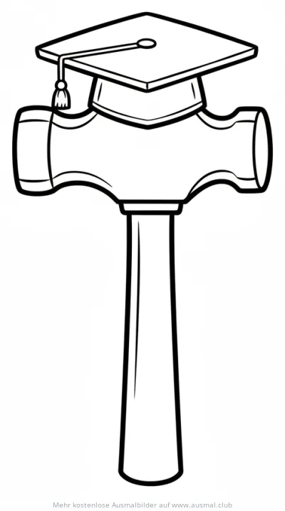 Hammer mit Doktorhut Ausmalbild