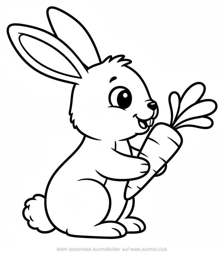 Hase hält Karotte Ausmalbild