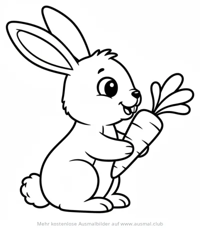 Hase hält Karotte Ausmalbild