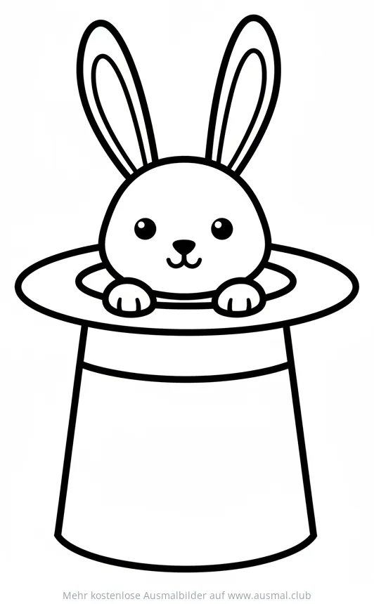 Hase im Zauberhut Ausmalbild