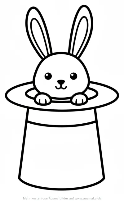 Hase im Zauberhut Ausmalbild