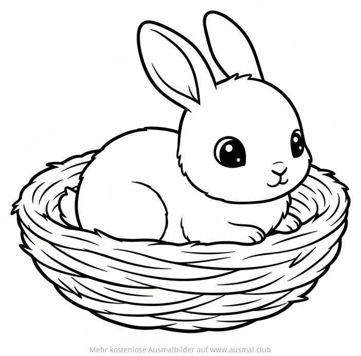 Hase im Nest Ausmalbild