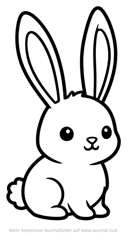 Hase Ausmalbild mit langen Ohren, sitzt