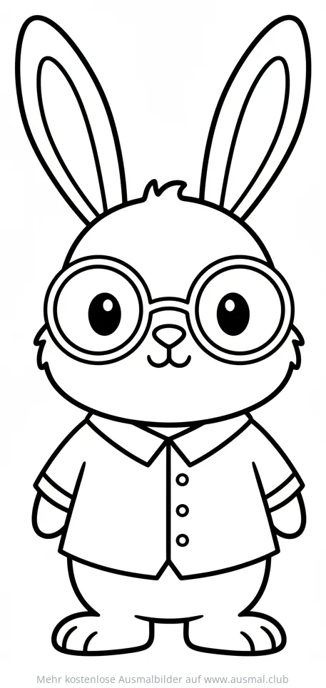 Hase mit Brille und Hemd Ausmalbild