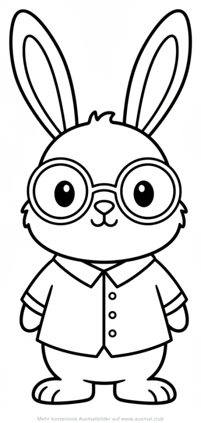 Hase mit Brille und Hemd Ausmalbild