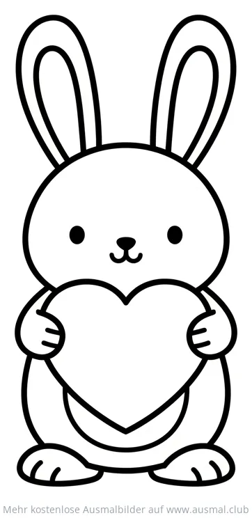 Hase hält Herz Ausmalbild
