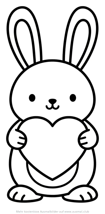 Hase hält Herz Ausmalbild