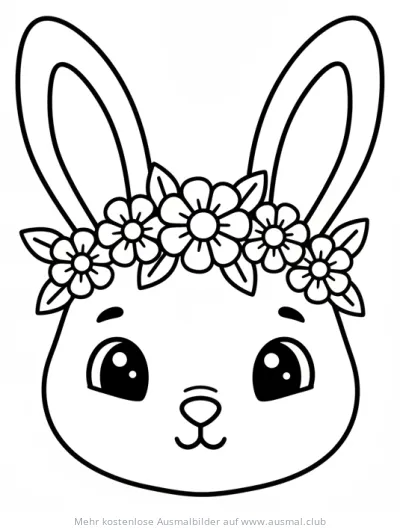 Hase mit Blumenkranz Ausmalbild