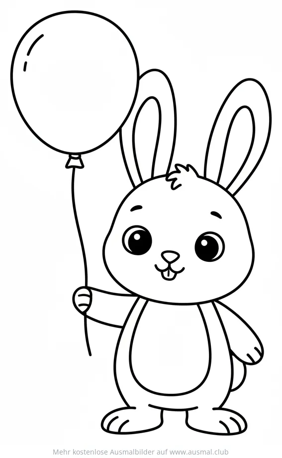 Hase hält einen Ballon Ausmalbild