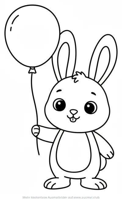 Hase hält einen Ballon Ausmalbild