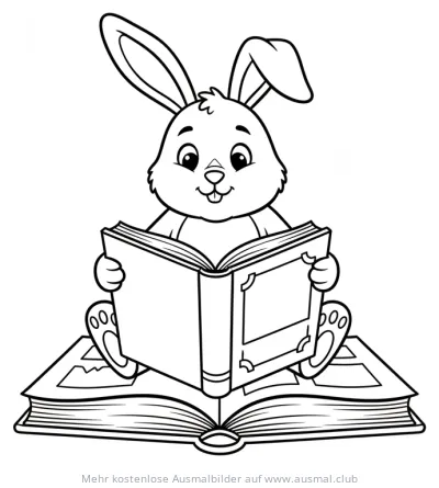 Hase liest Buch Ausmalbild