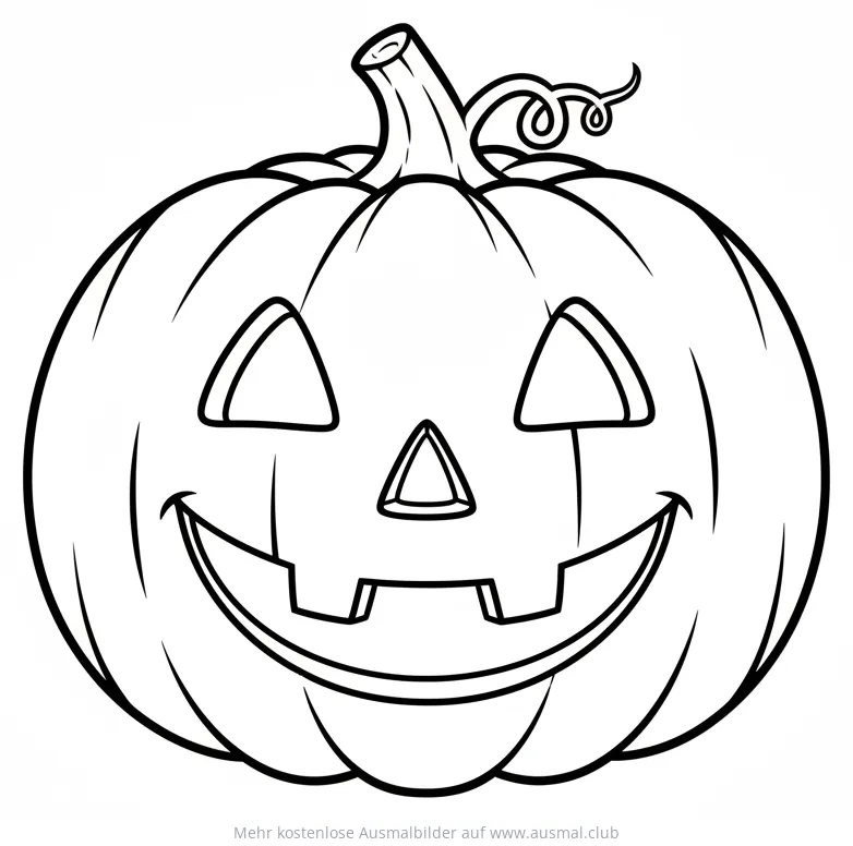 Freundlicher Kürbis mit Dreiecksaugen Ausmalbild
