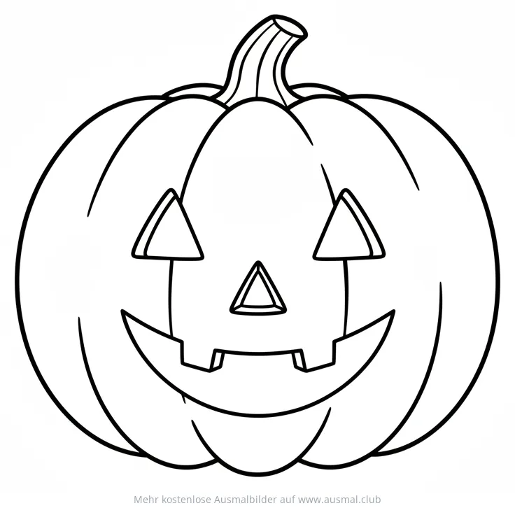 Grinsender Kürbis mit Dreiecksaugen Ausmalbild