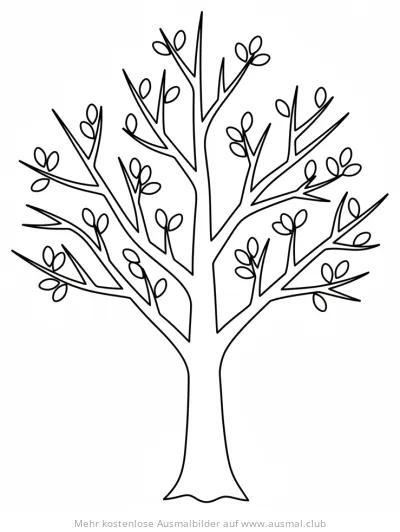 Herbstbaum mit wenigen Blättern Ausmalbild