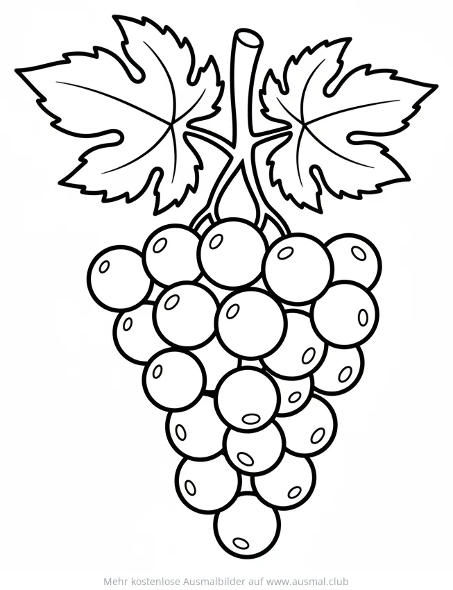 Trauben Ausmalbild mit Blättern