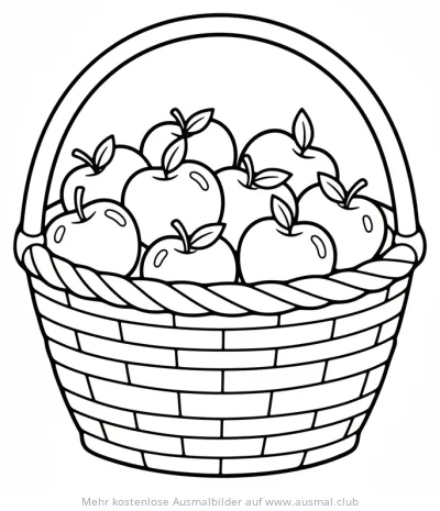 Apfelkorb Ausmalbild im Herbst Stil