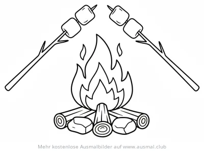 Lagerfeuer mit Marshmallows Ausmalbild