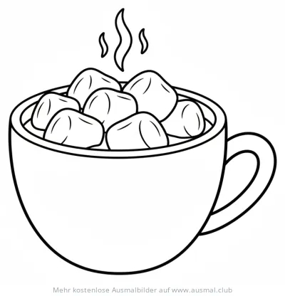 Tasse Kakao mit Marshmallows Ausmalbild