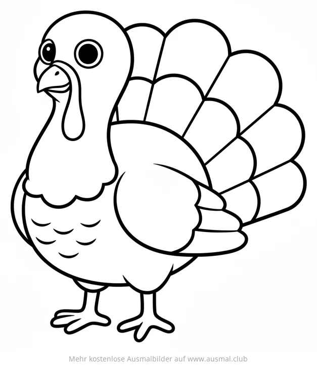 Truthahn Ausmalbild mit Federkleid