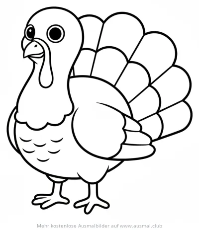 Truthahn Ausmalbild mit Federkleid