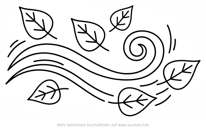 Blätter im Wind Ausmalbild