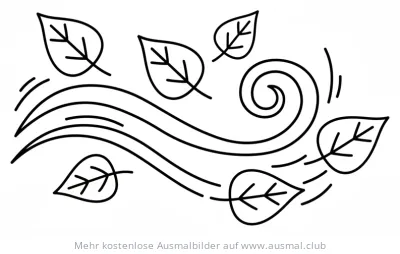 Blätter im Wind Ausmalbild