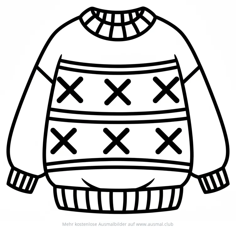 Pullover Ausmalbild mit Kreuzmuster