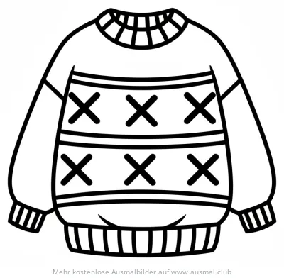 Pullover Ausmalbild mit Kreuzmuster