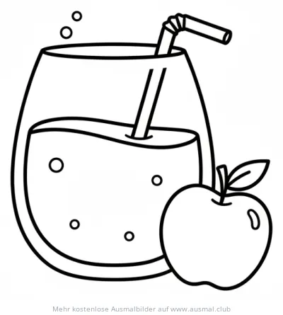 Apfelwein mit Apfel Ausmalbild
