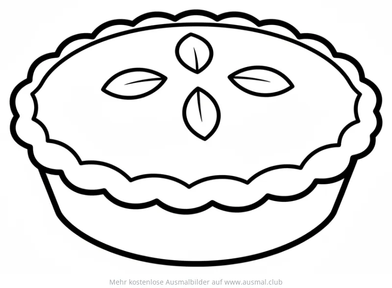 Herbstlicher Kuchen mit Blätterdekor Ausmalbild