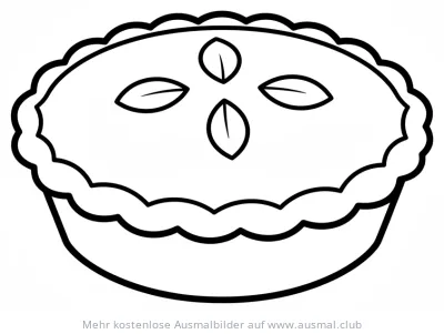 Herbstlicher Kuchen mit Blätterdekor Ausmalbild