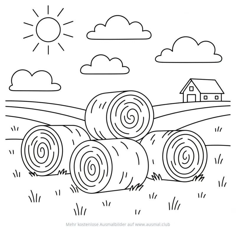 Heuballen auf Feld Ausmalbild