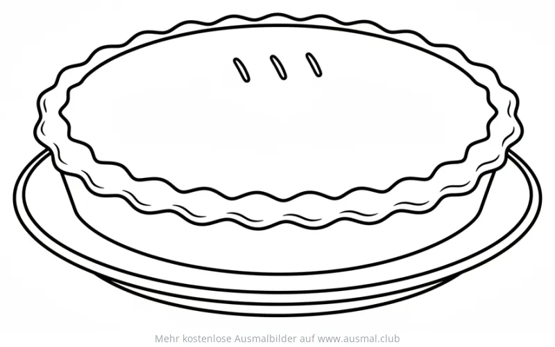 Apfelkuchen Ausmalbild auf Teller