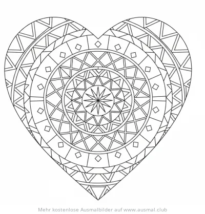 Herz Ausmalbild mit geometrischen Mustern