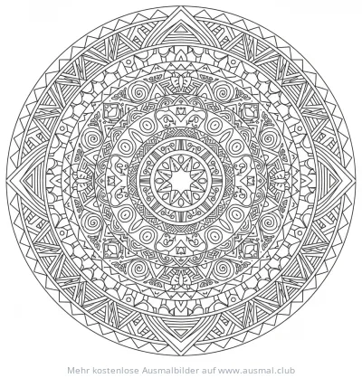 Afrika Mandala Ausmalbild mit afrikanischen Mustern und Formen