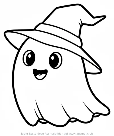 Geist mit Hexenhut Ausmalbild