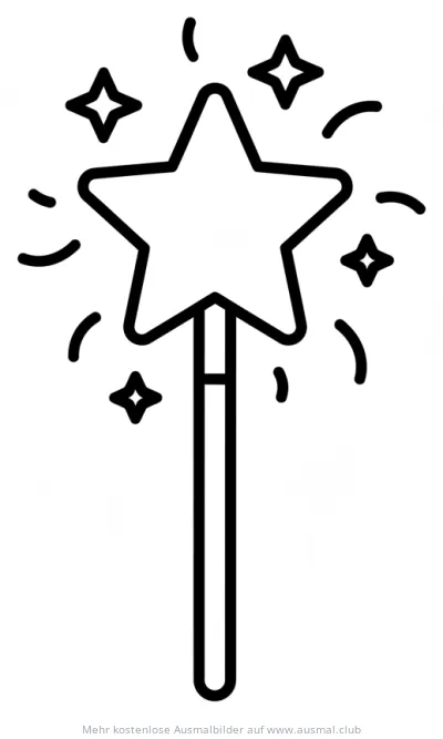 Zauberstab mit Sternen Ausmalbild