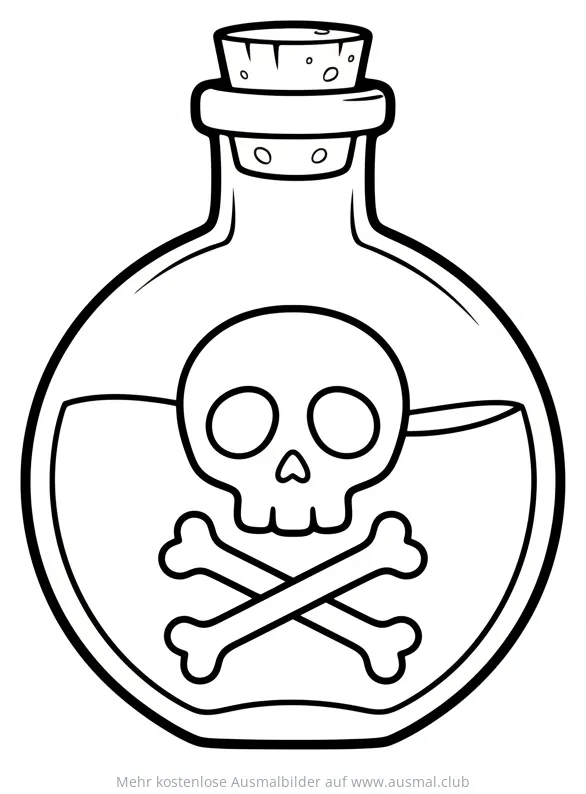 Zaubertrank mit Totenkopf Ausmalbild
