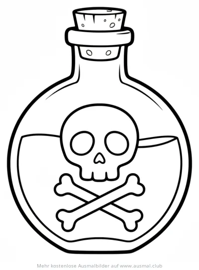 Zaubertrank mit Totenkopf Ausmalbild