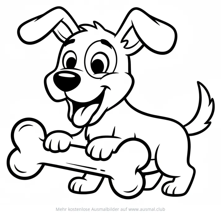 Hund mit Knochen Ausmalbild
