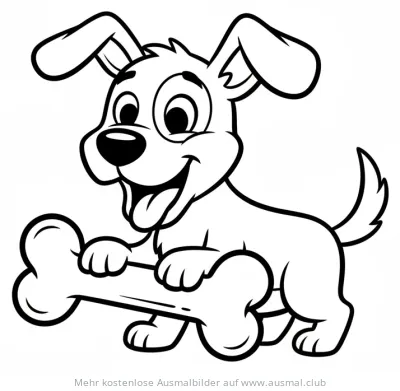 Hund mit Knochen Ausmalbild