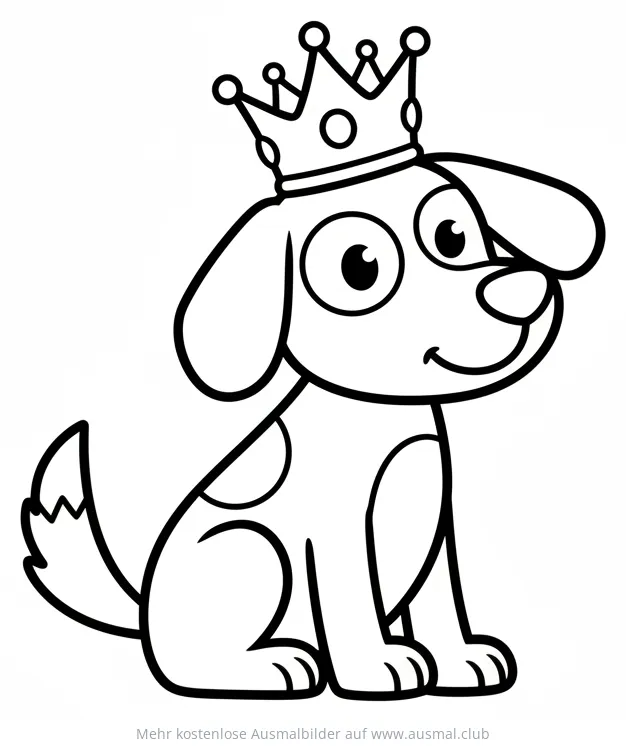 Hund mit Krone Ausmalbild