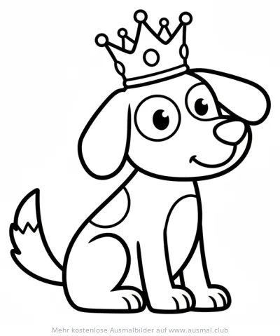 Hund mit Krone Ausmalbild