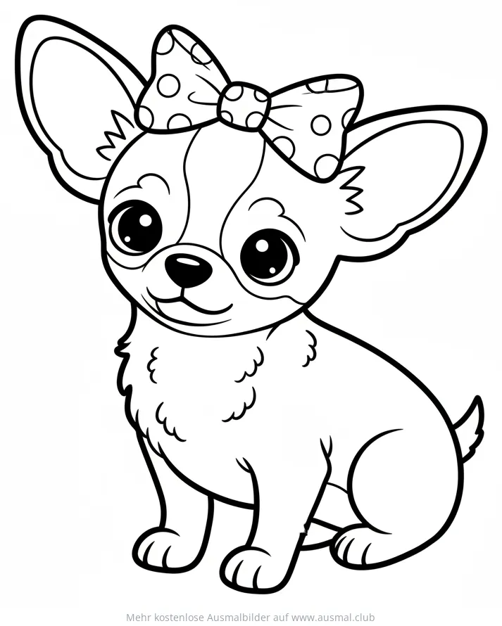 Chihuahua Ausmalbild mit Schleife