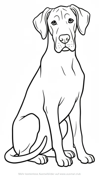 Deutsche Dogge Ausmalbild, sitzende Haltung