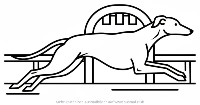 Greyhound beim Springen über Hindernis Ausmalbild